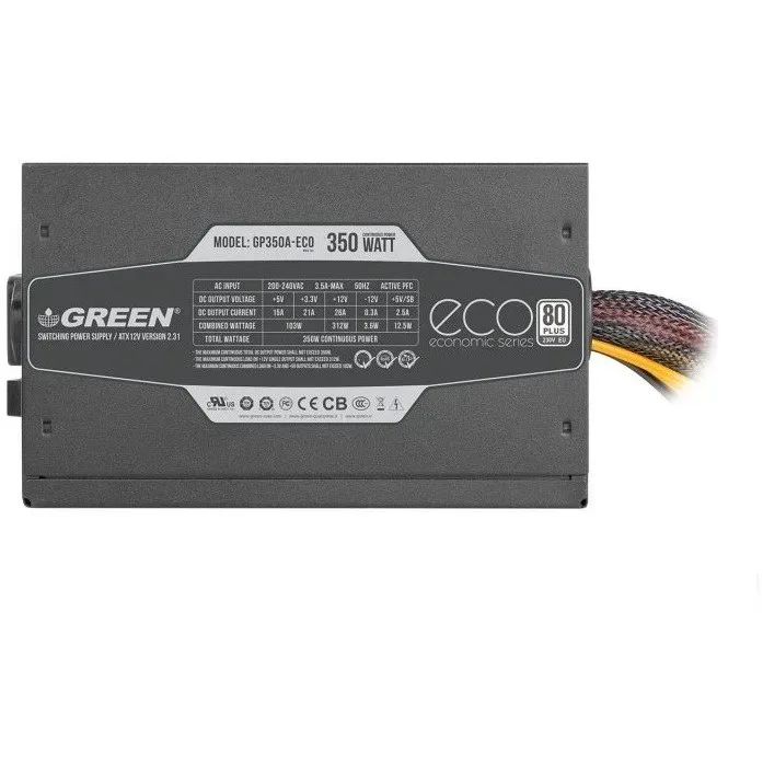 منبع تغذیه کامپیوتر گرین GP350A-ECO Rev3.1 80 Plus White توان 350 وات