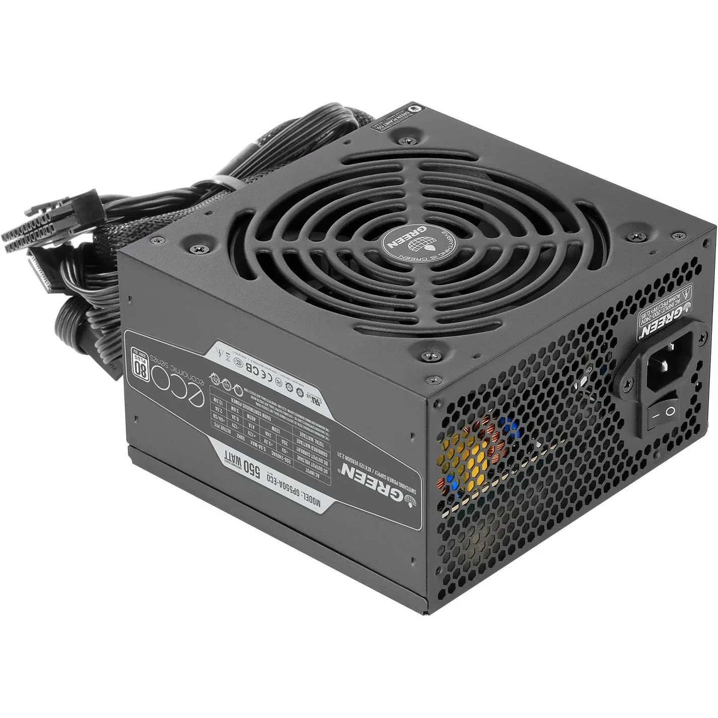 منبع تغذیه کامپیوتر گرین مدل GP550A-ECO Rev3.1 80 Plus White توان 550 وات