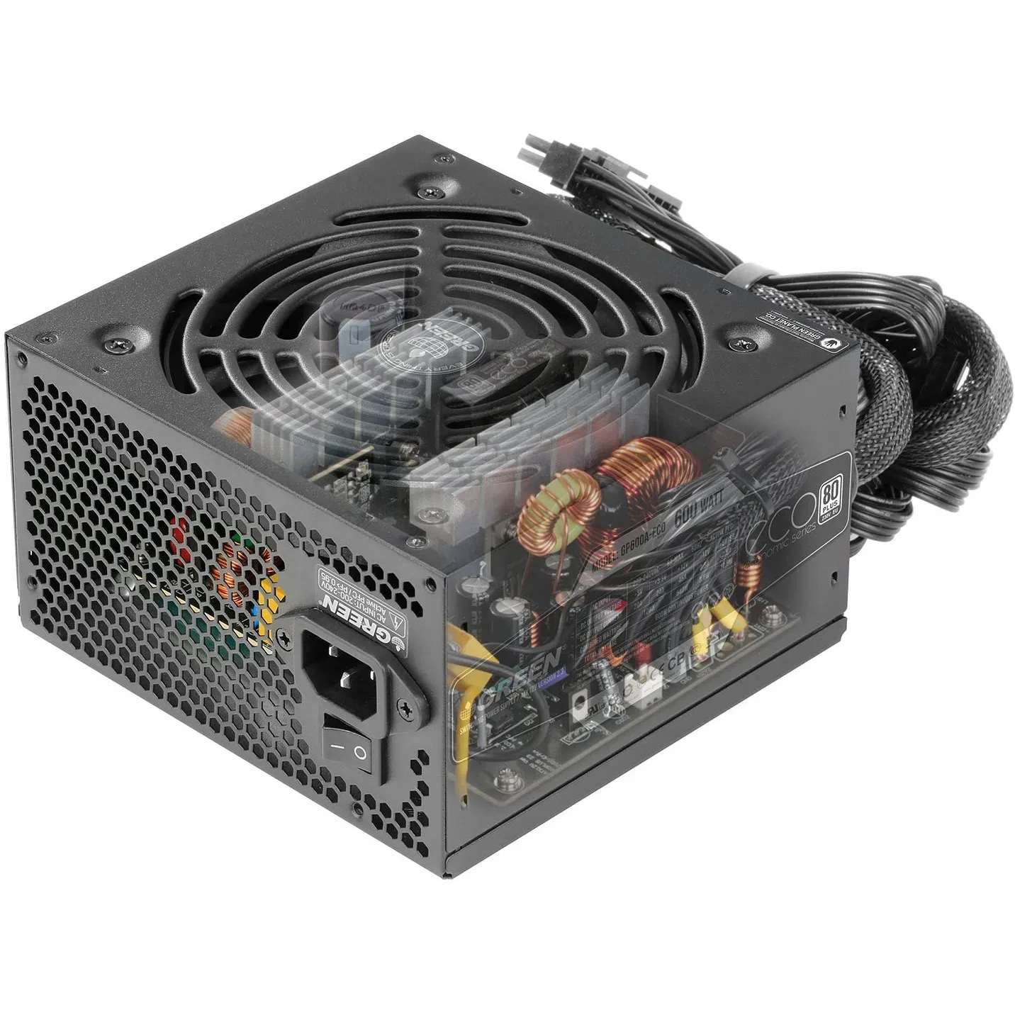 منبع تغذیه کامپیوتر گرین GP600A-ECO Rev 3.1 80 Plus White توان 600 وات