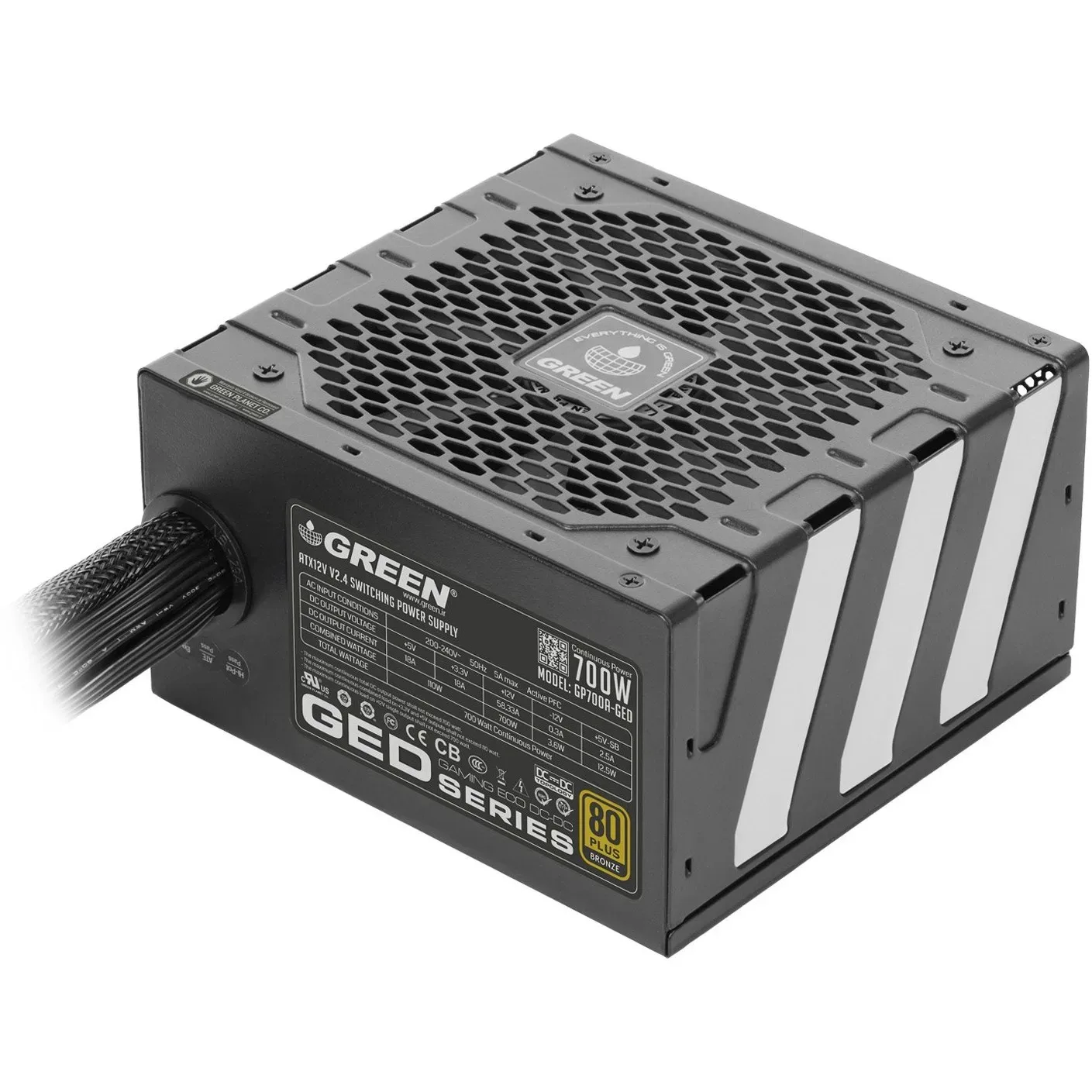 منبع تغذیه کامپیوتر گرین مدل GP700A-GED 80 Plus Bronze توان 700 وات