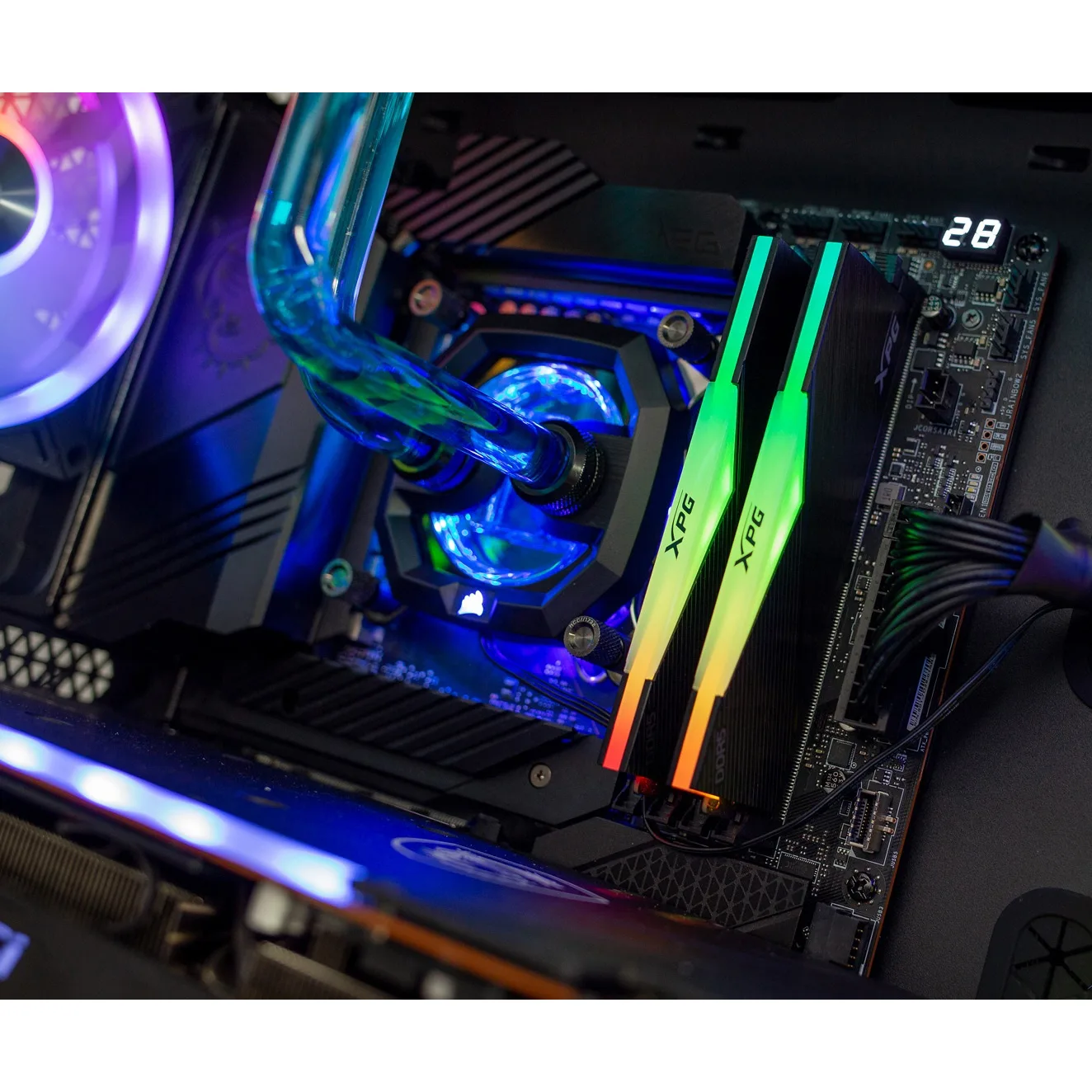 رم کامپیوتر DDR5 دو کاناله 5200 مگاهرتز CL38 ای دیتا ایکس پی جی مدل LANCER RGB BLACK DRAM MODULE ظرفیت 32 گیگابایت