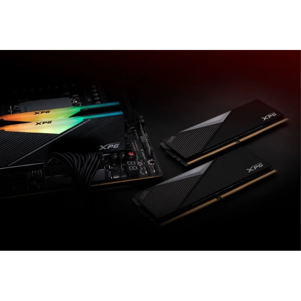 رم کامپیوتر DDR5 دو کاناله 5200 مگاهرتز CL38 ای دیتا ایکس پی جی مدل LANCER RGB BLACK DRAM MODULE ظرفیت 32 گیگابایت