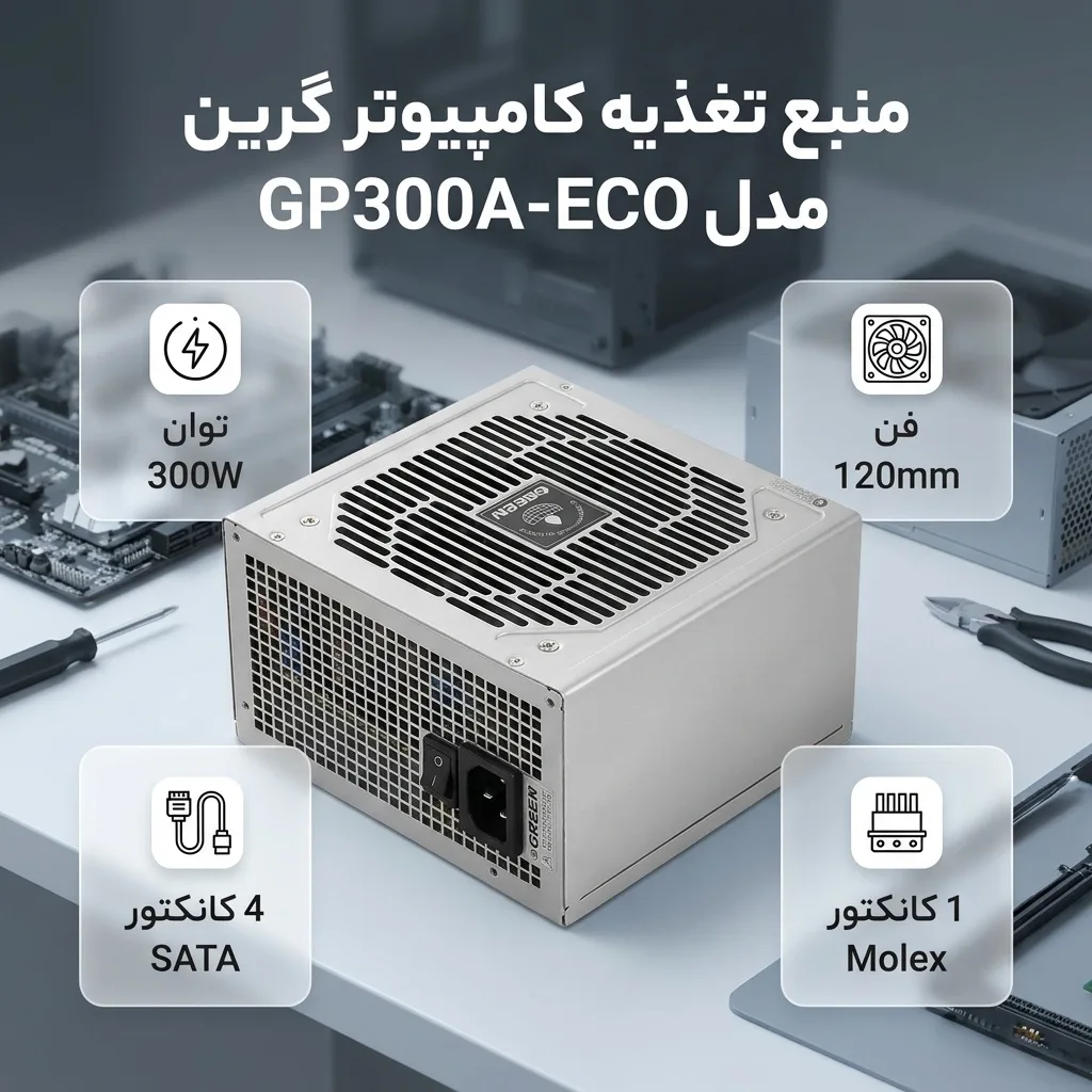 منبع تغذیه کامپیوتر گرین مدل GP300A-ECO