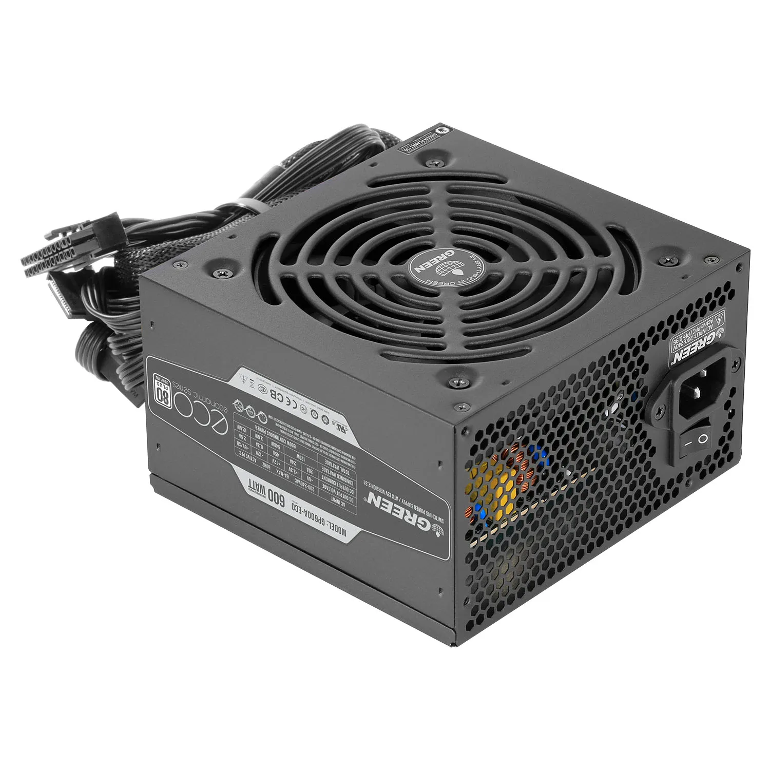 منبع تغذیه کامپیوتر گرین مدل GP600A-ECO Rev3.1