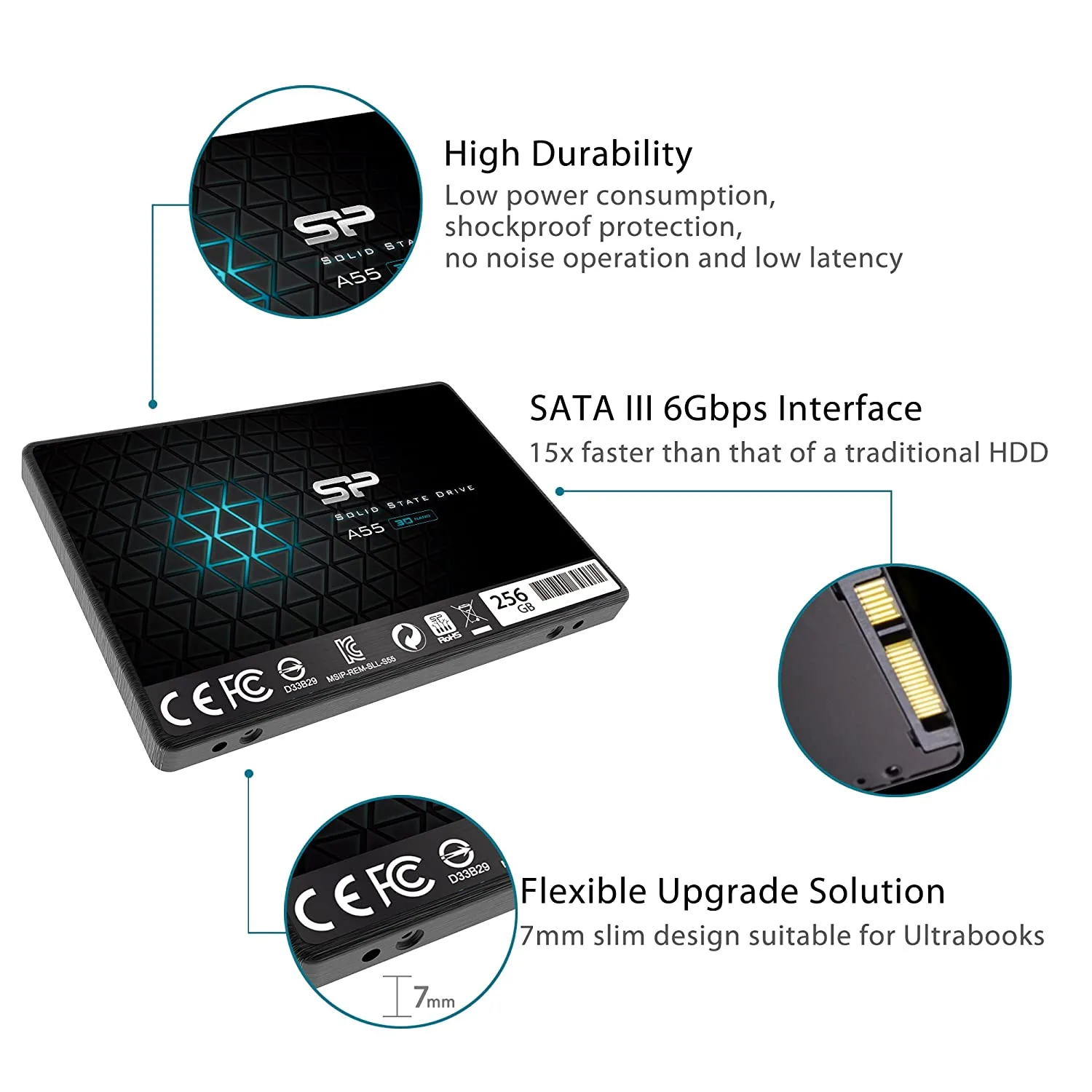 اس اس دی اینترنال SATA III سیلیکون پاور مدل Ace A55 ظرفیت 256 گیگابایت