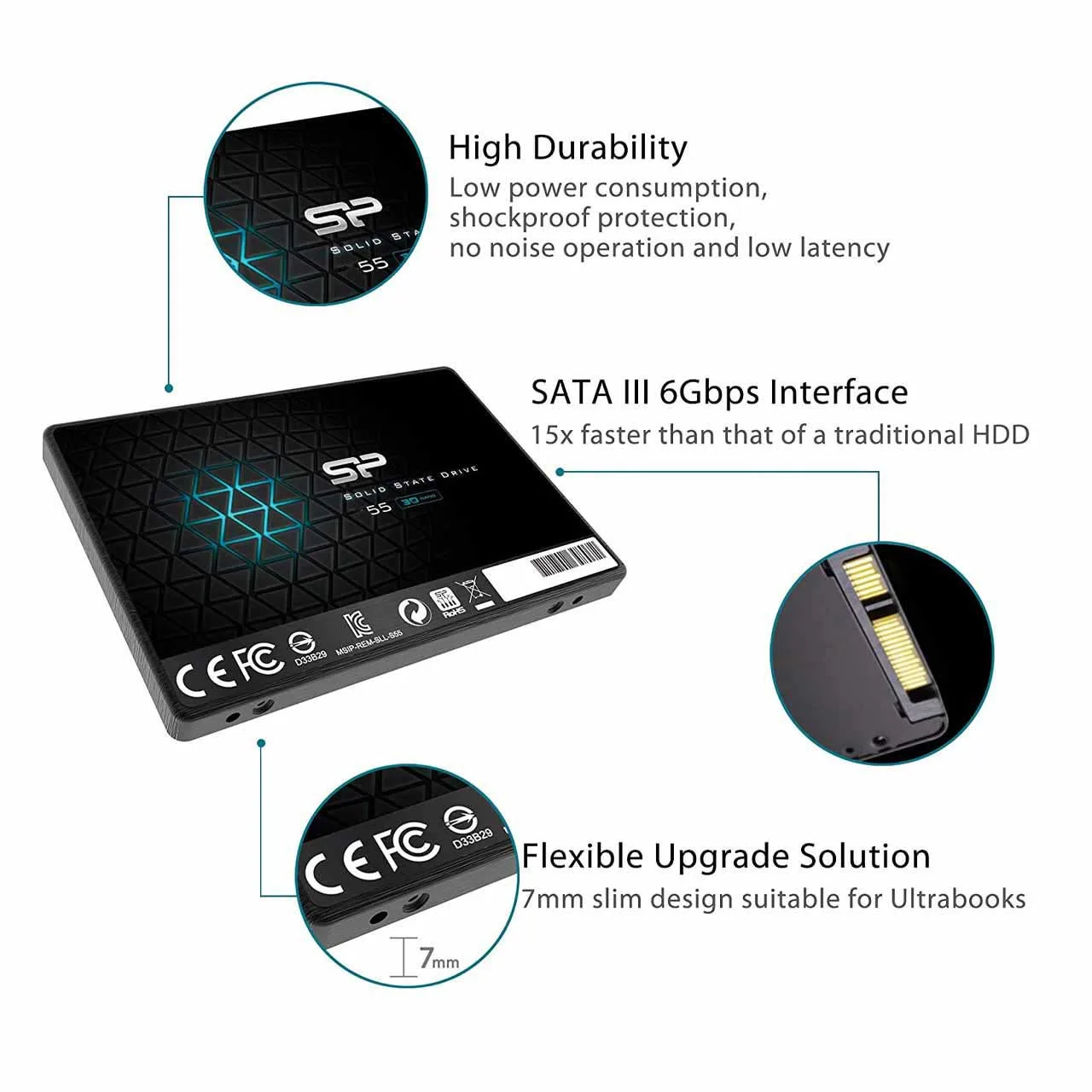 اس اس دی اینترنال SATA 3.0 سیلیکون پاور مدل A55 ظرفیت 128 گیگابایت