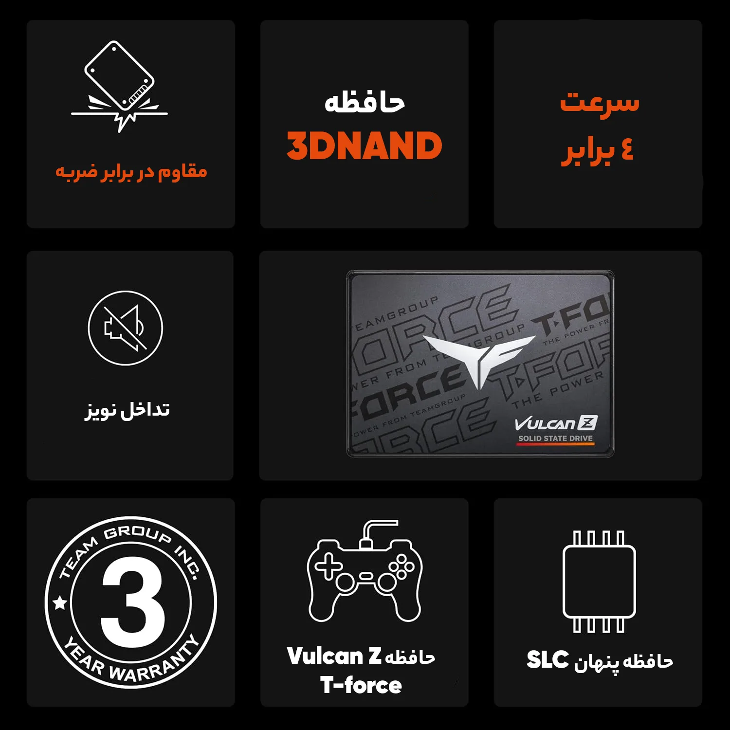 اس اس دی اینترنال تیم گروپ مدل VOLCAN Z ظرفیت 512 گیگابایت