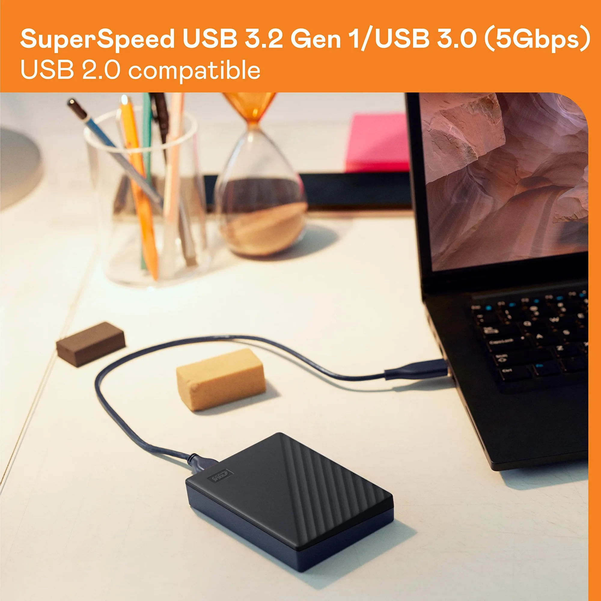 هارد اکسترنال وسترن دیجیتال مدل My Passport ظرفیت چهار ترابایت دارای رابط USB Type-A 3.0