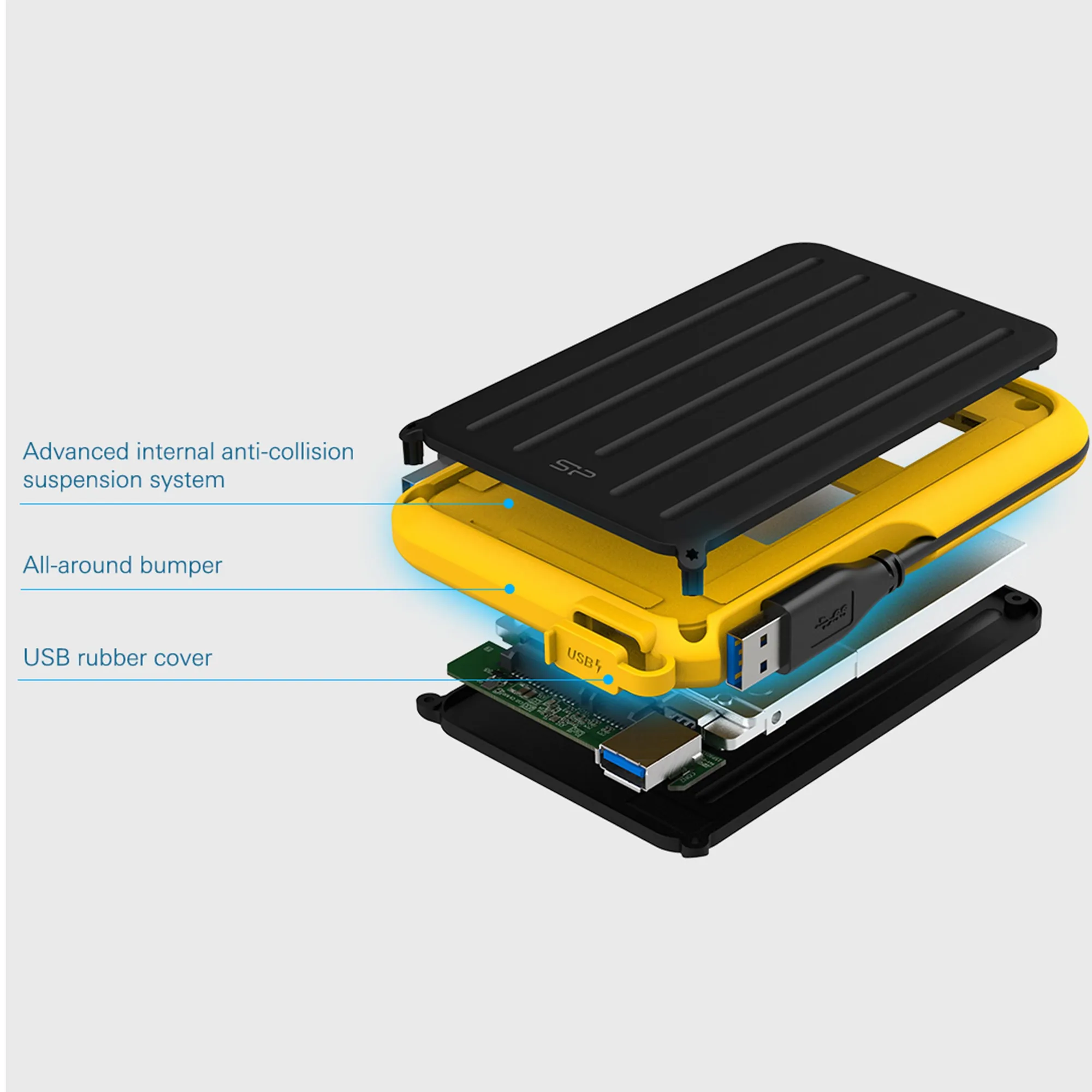 هارد اکسترنال سیلیکون پاور مدل Armor A66 ظرفیت 2 ترابایت دارای رابط USB Type-A