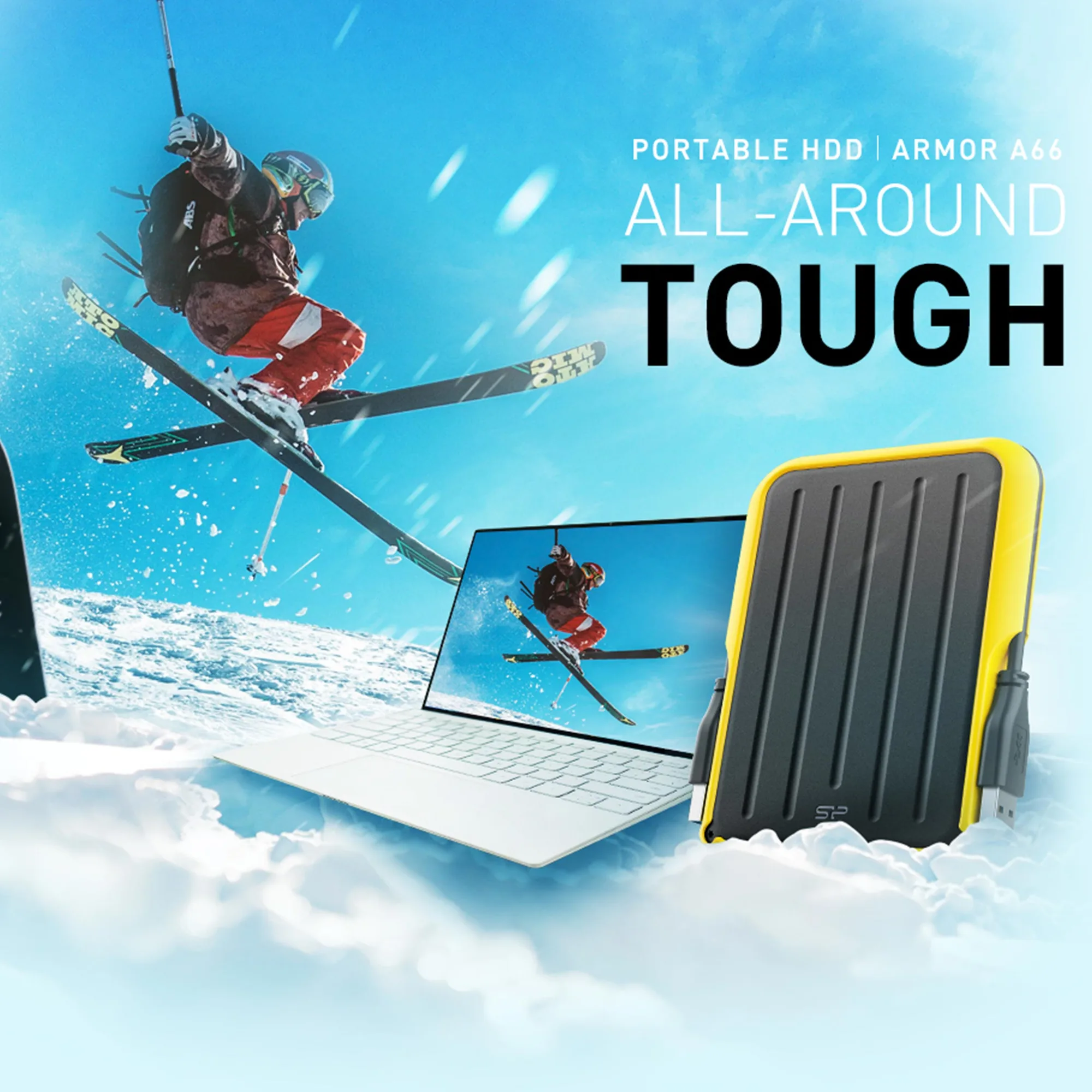 هارد اکسترنال سیلیکون پاور مدل Armor A66 ظرفیت 2 ترابایت دارای رابط USB Type-A