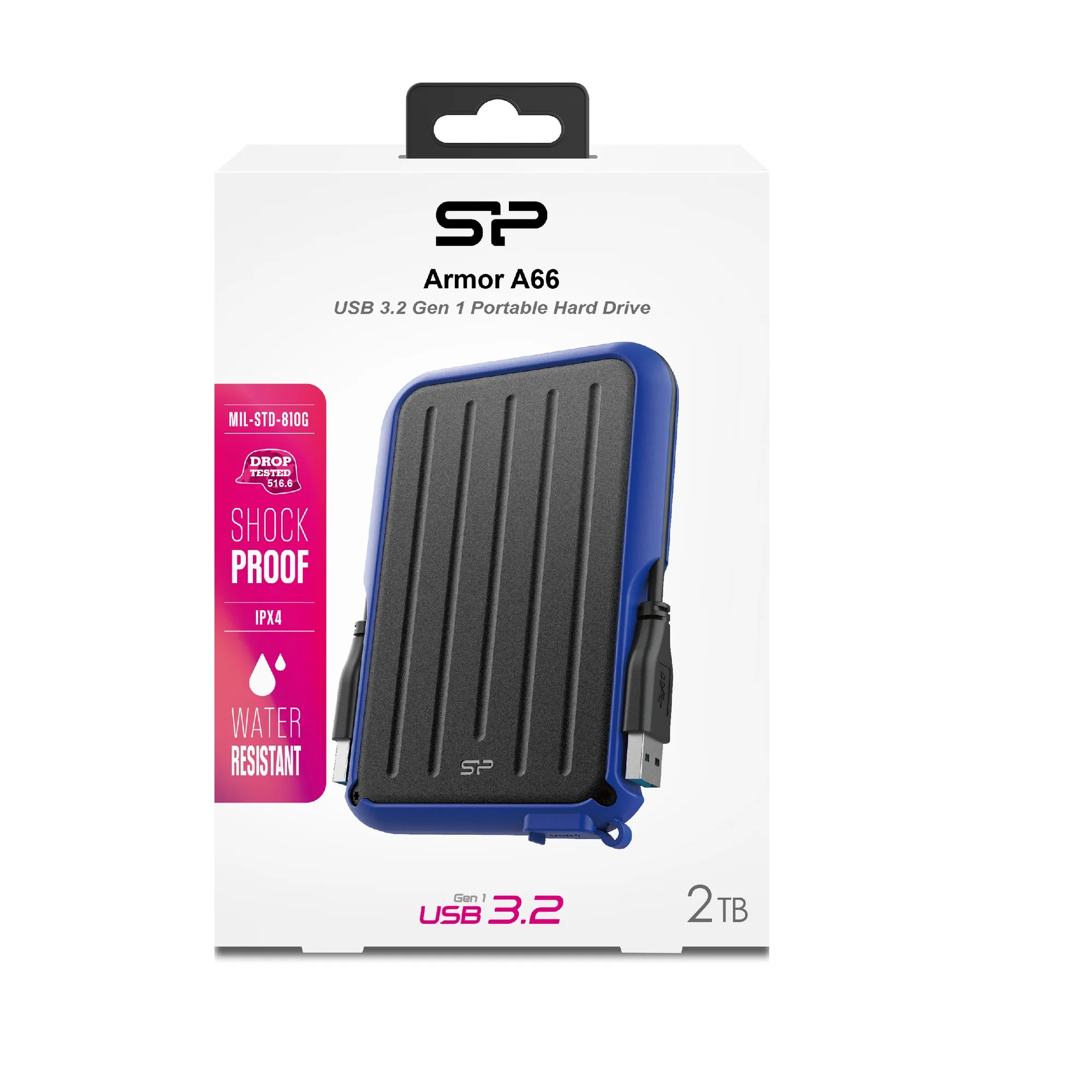 هارد اکسترنال سیلیکون پاور مدل Armor A66 ظرفیت 2 ترابایت دارای رابط USB Type-A