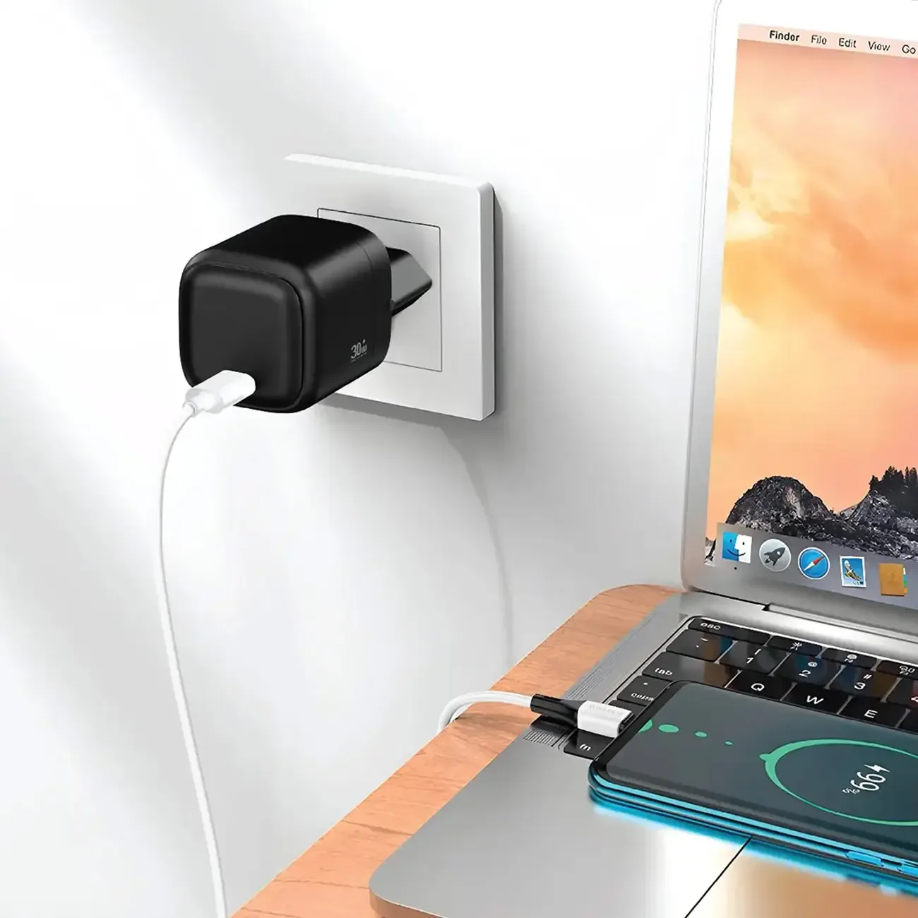 آداپتور شارژ 30 وات گرین لاین GNNXPD30WEUBK