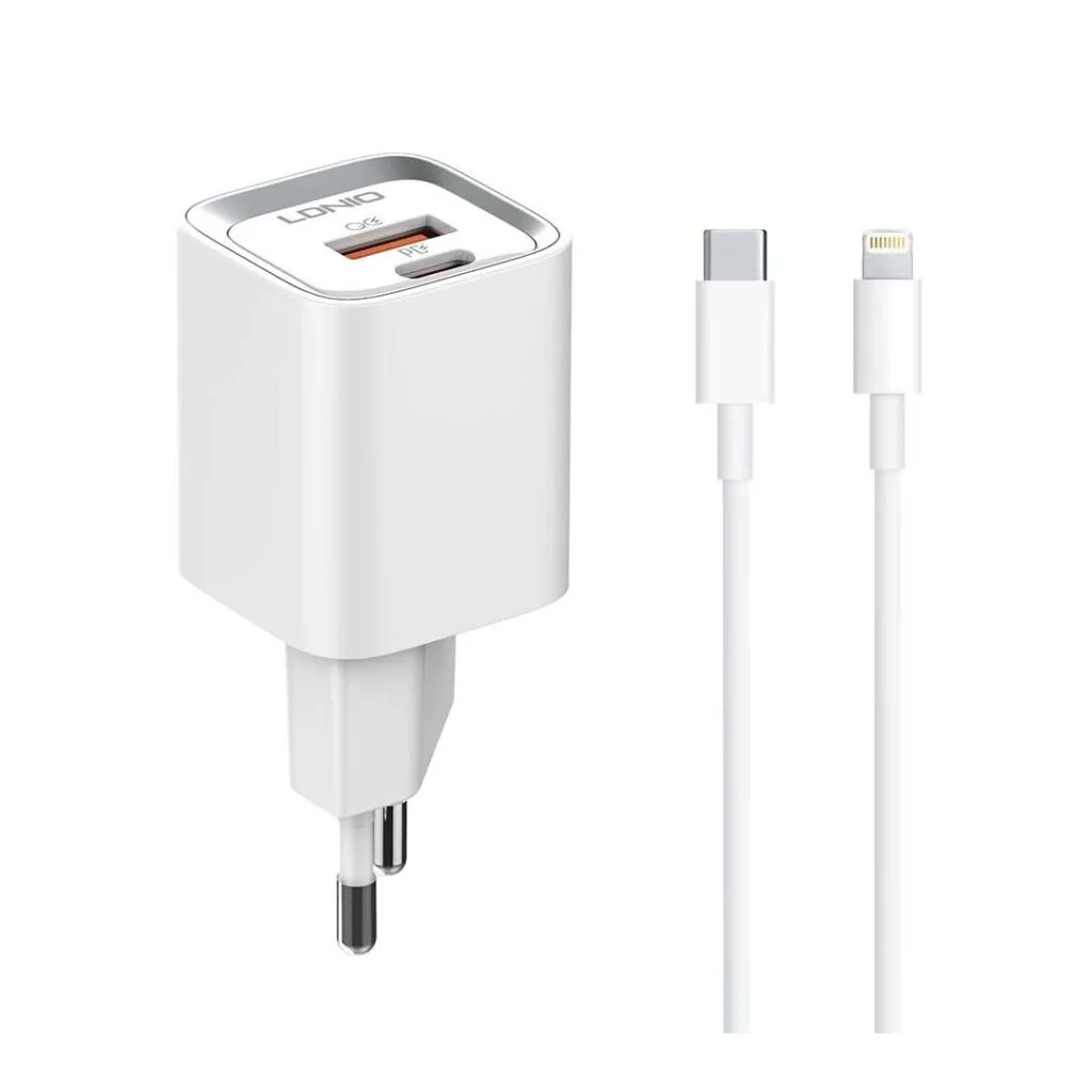 شارژر مسافرتی 20 وات به همراه کابل  Type-C به Lightning الدینیو A2318M