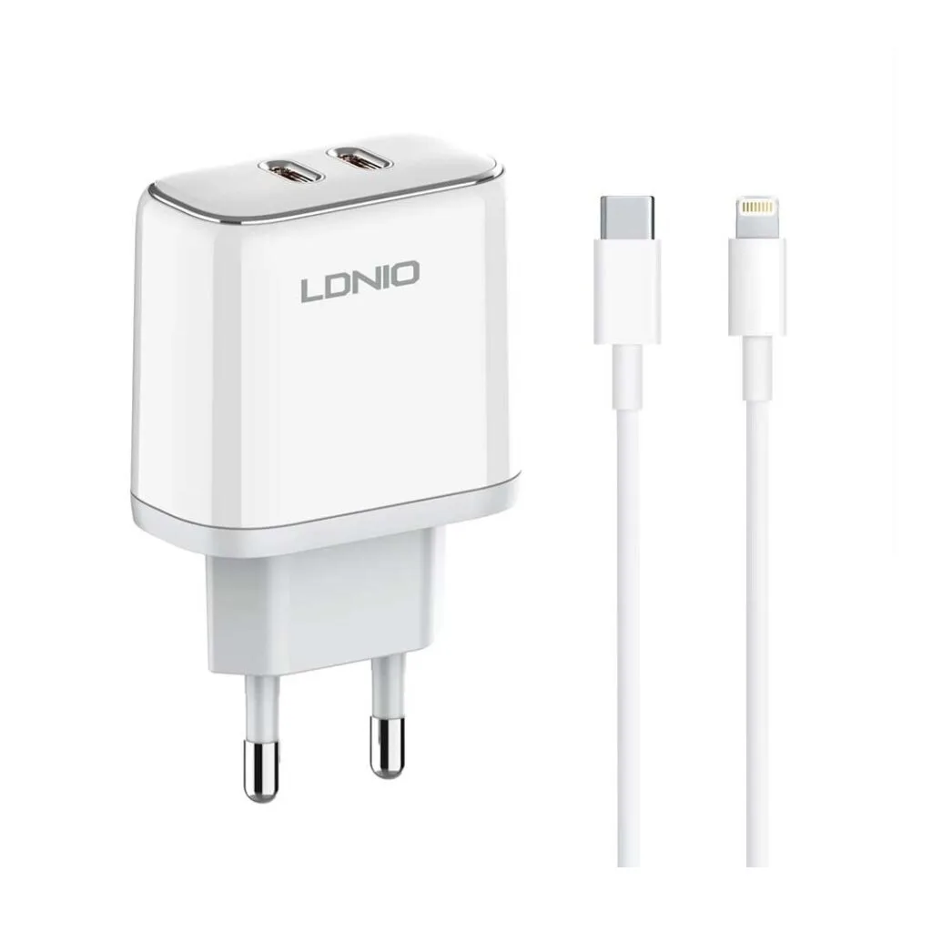 شارژر مسافرتی 35 وات به همراه کابل Type-C به Lightning الدینیو A2528M
