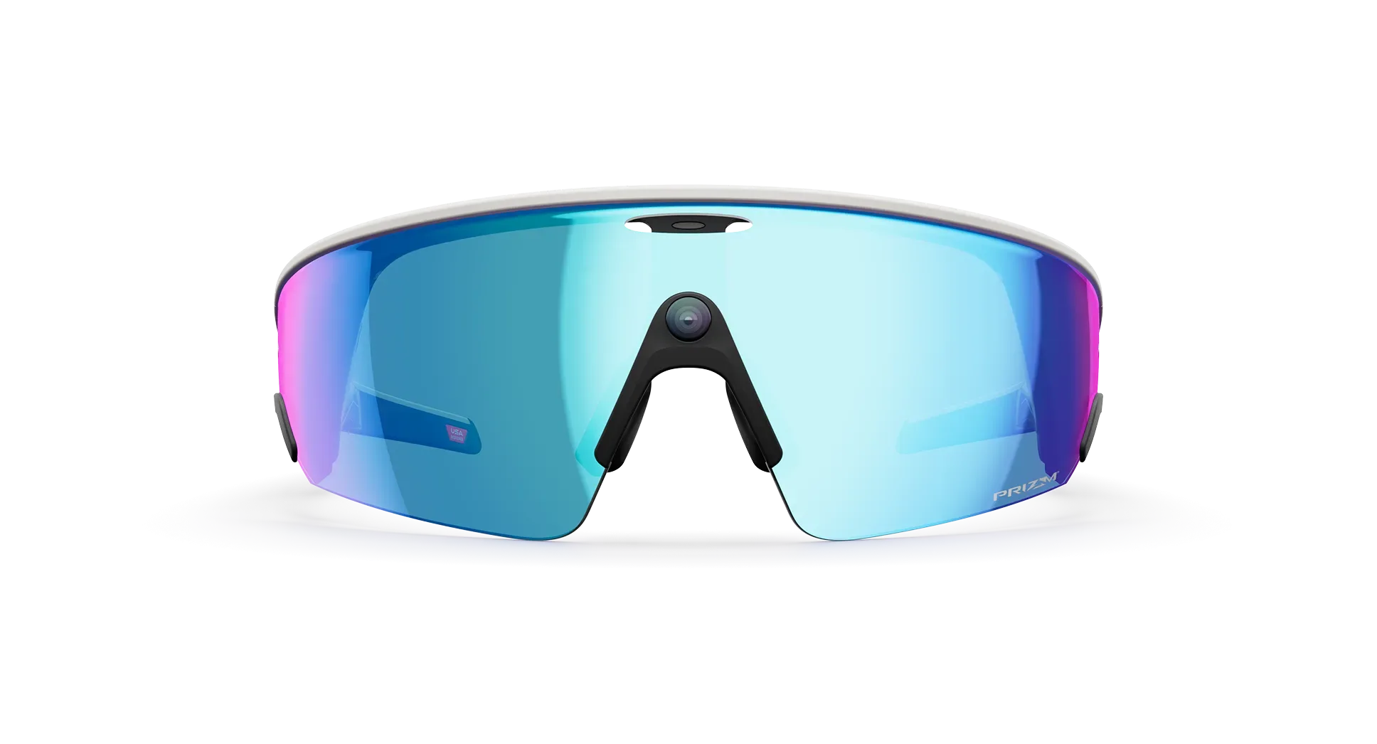 عینک هوشمند متا اوکلی مدل Vanguard فریم سفید لنز آبی یاقوتی پرایزم