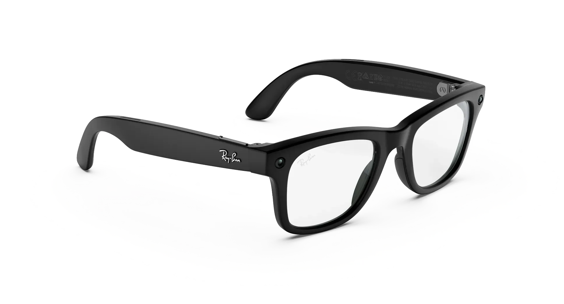 عینک هوشمند متا ریبن مدل Wayfarer Gen 3 فریم مشکی مات لنز شفاف