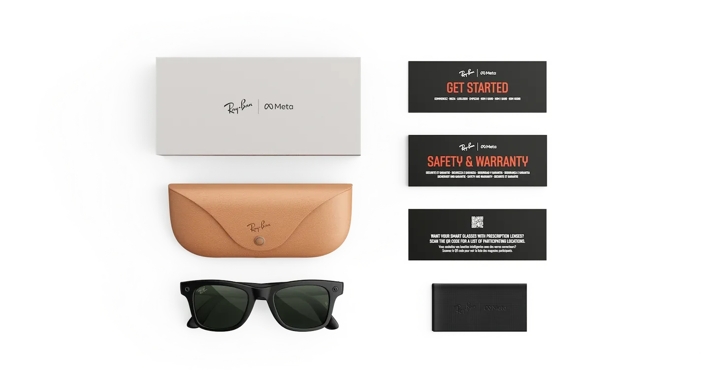 عینک هوشمند متا ری‌بن مدل Wayfarer Gen 3 فریم مشکی مات لنز فوتوکروم سبز گرافیتی