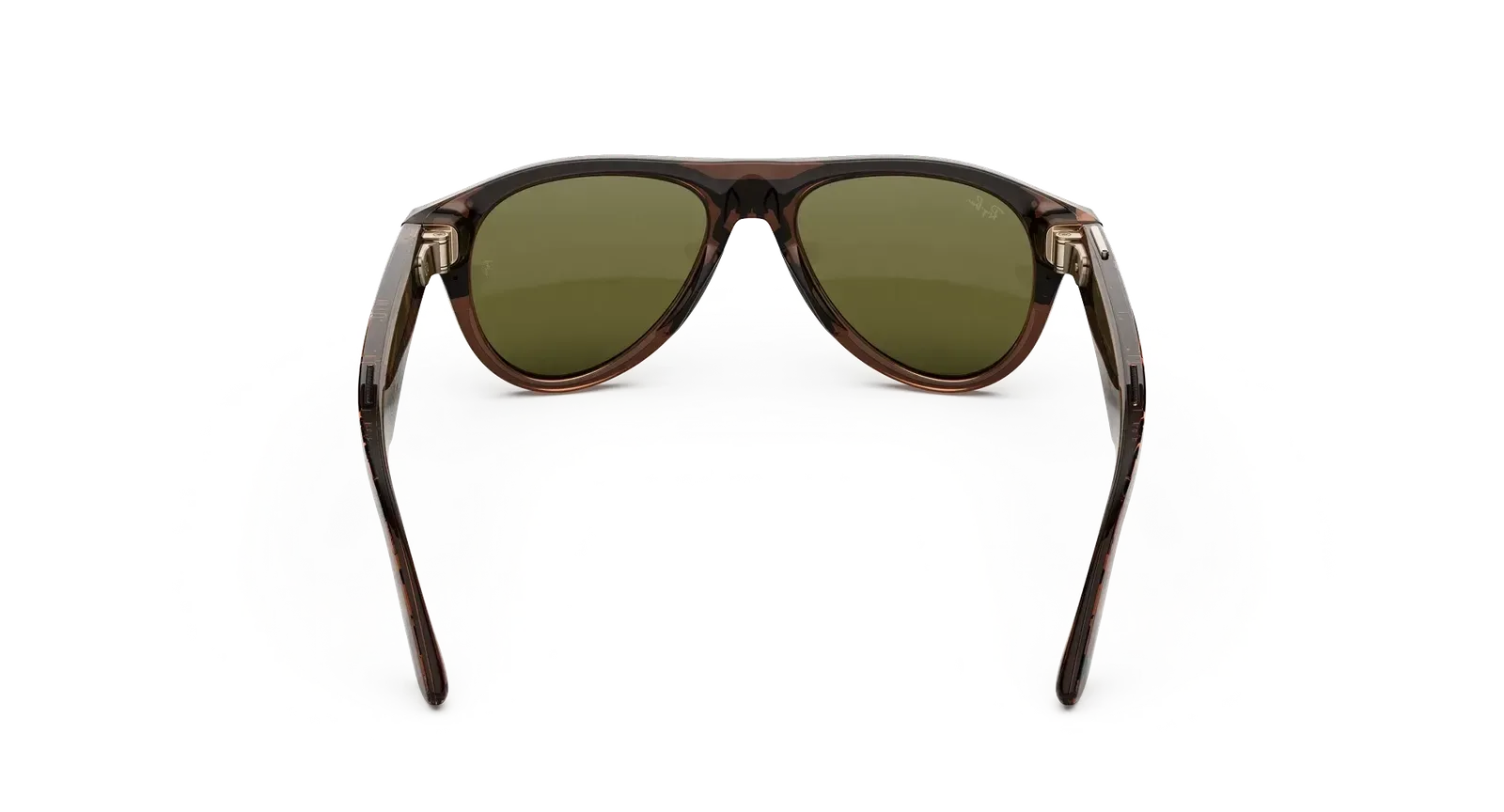 عینک هوشمند متا ری‌بن مدل Aviator Gen 3 فریم قهوه‌ای کهربایی شفاف لنز فوتورکوم سبز یشمی