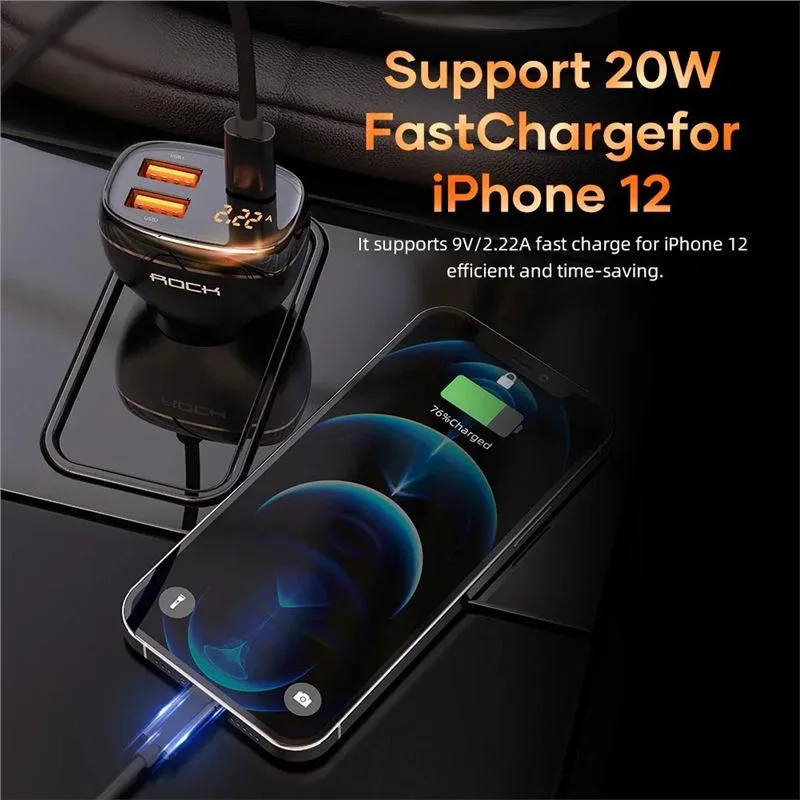 شارژر فندکی سریع راک مدل ROCK C301 60W - 5