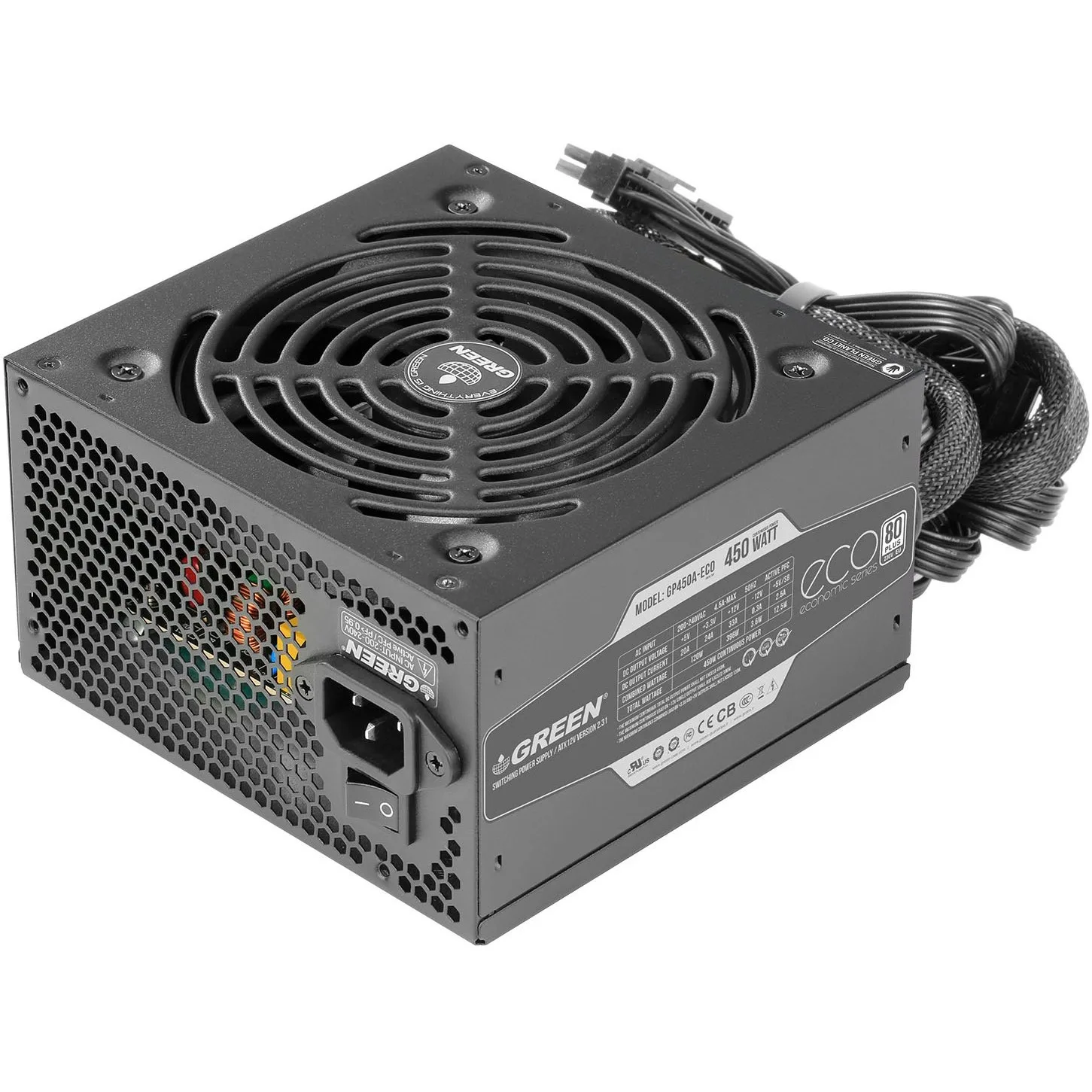 منبع تغذیه کامپیوتر گرین GP350A-ECO Rev3.1 80 Plus White توان 350 وات
