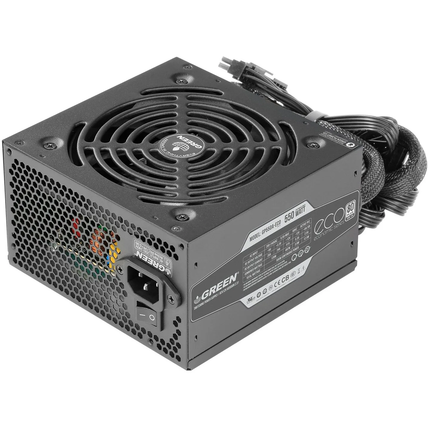 منبع تغذیه کامپیوتر گرین مدل GP550A-ECO Rev3.1 80 Plus White توان 550 وات