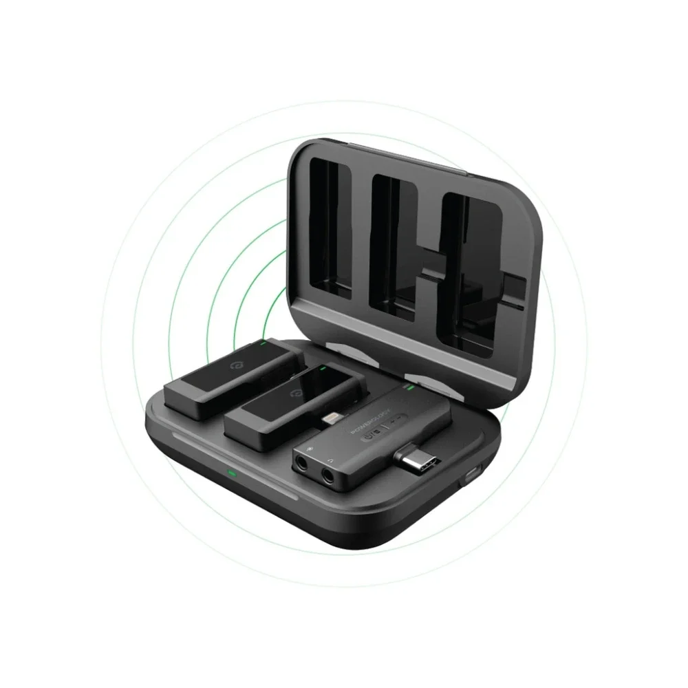 میکروفن بی سیم دو مخاطبه پاورولوژی مدل Lavalier Pwmic2bk