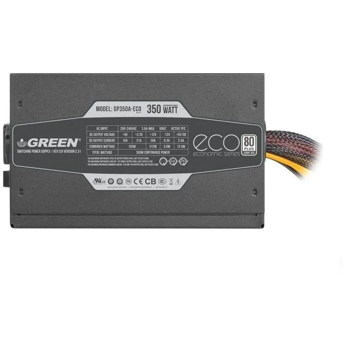 منبع تغذیه کامپیوتر گرین GP350A-ECO Rev3.1 80 Plus White توان 350 وات