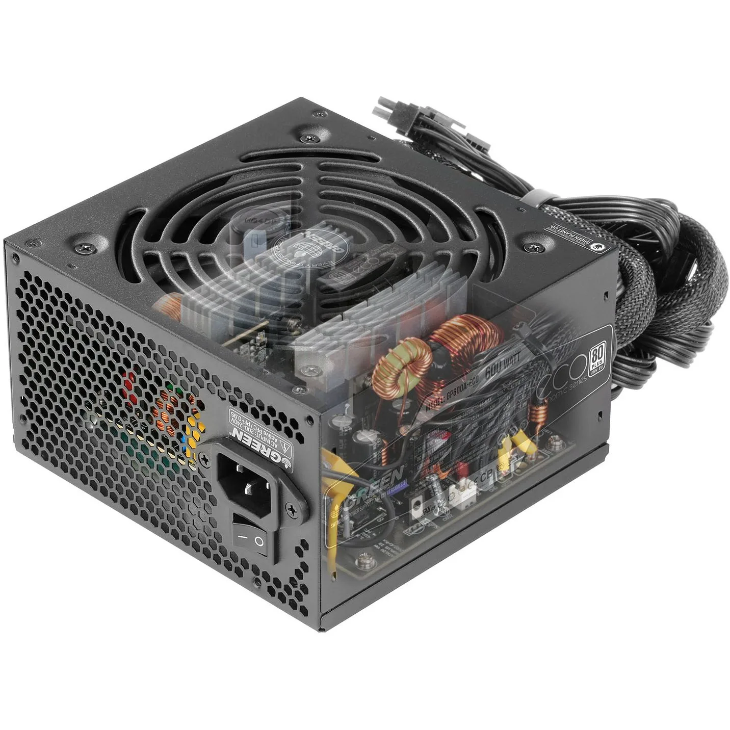 منبع تغذیه کامپیوتر گرین GP600A-ECO Rev 3.1 80 Plus White توان 600 وات