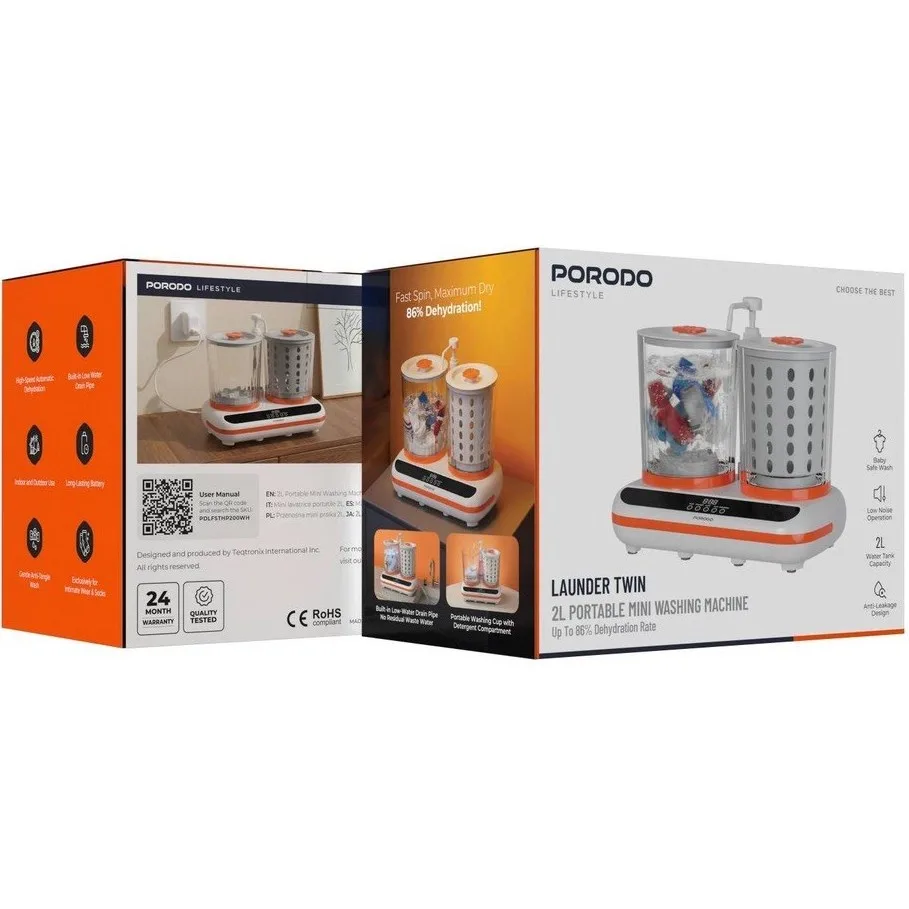 ماشین لباسشویی مینی پرودو مدل PDLFSTHP200WH
