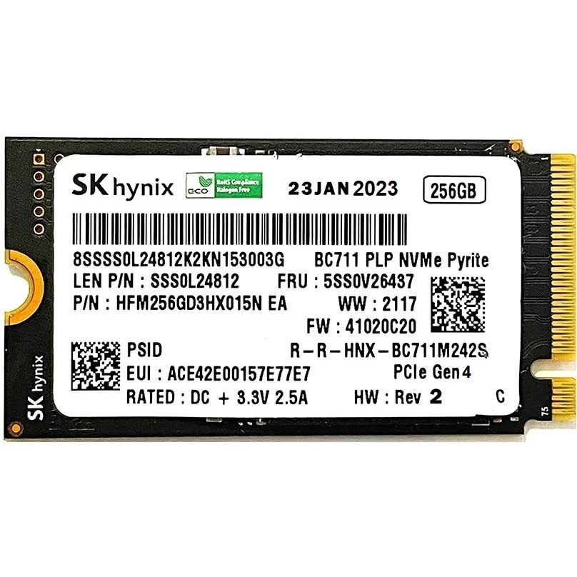 هارد اس اس دی اینترنال SK hynix مدل BC901 NVMe ظرفیت 256 گیگابایت پایه کوتاه (نو بدون جعبه)