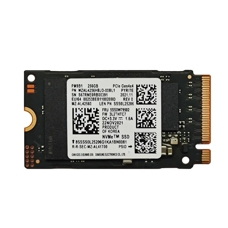 هارد اس اس دی اینترنال Samsung مدل PM981 NVMe ظرفیت 256 گیگابایت پایه کوتاه (نو بدون جعبه)
