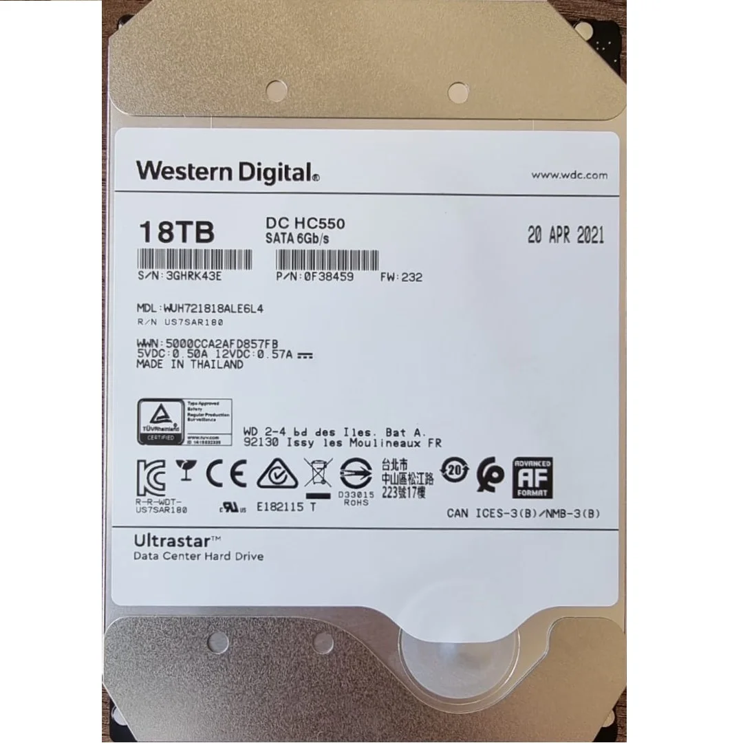 هارد دیسک سرور وسترن دیجیتال مدل HC550 3.5-INCH HELIUM PLATFORM ظرفیت 18 ترابایت