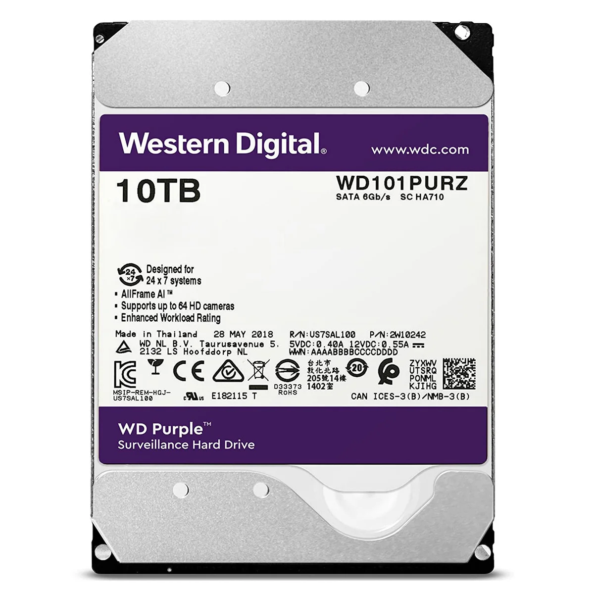 هارددیسک اینترنال مدل Purple WD100PURZ ظرفیت 10 ترابایت