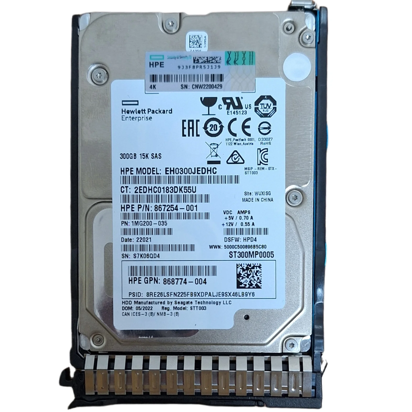 اس اس دی اینترنال Hpe مدل 15K SAS 2.5INCH DS ظرفیت 300 گیگابایت
