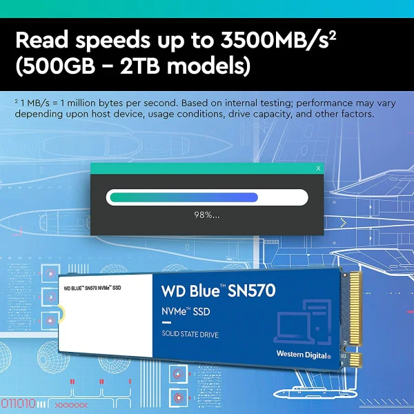 هارد اس اس دی اینترنال western digital مدل Blue SN570 ظرفیت 500 گیگابایت