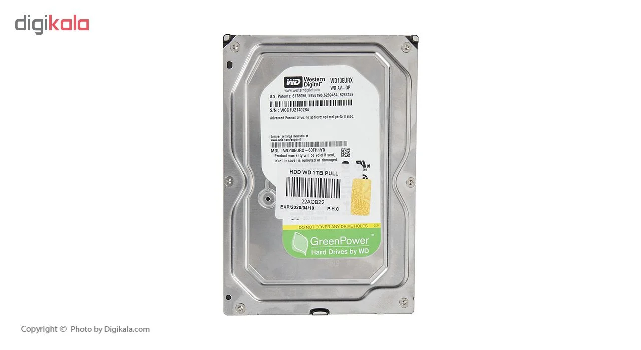 هارددیسک اینترنال وسترن دیجیتال سری سبز مدل WD10EURX-63FH1Y0 ظرفیت 1 ترابایت