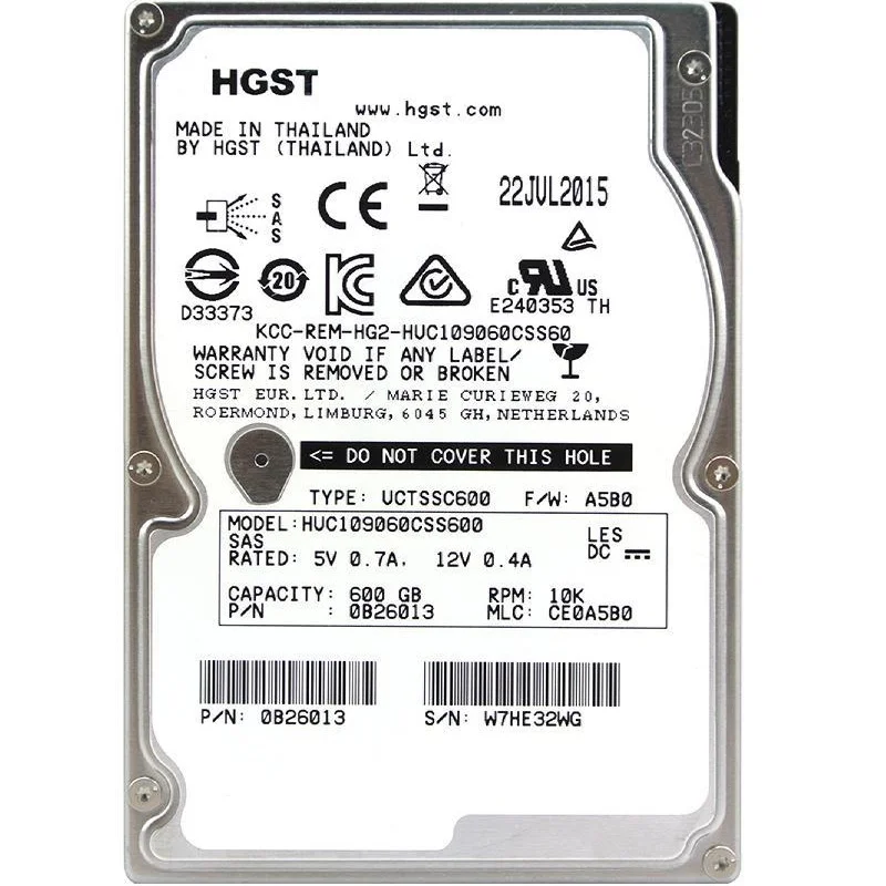 هارددیسک اینترنال اچ جی اس تی مدل HUC109060CSS600 ظرفیت 600 گیگابایت