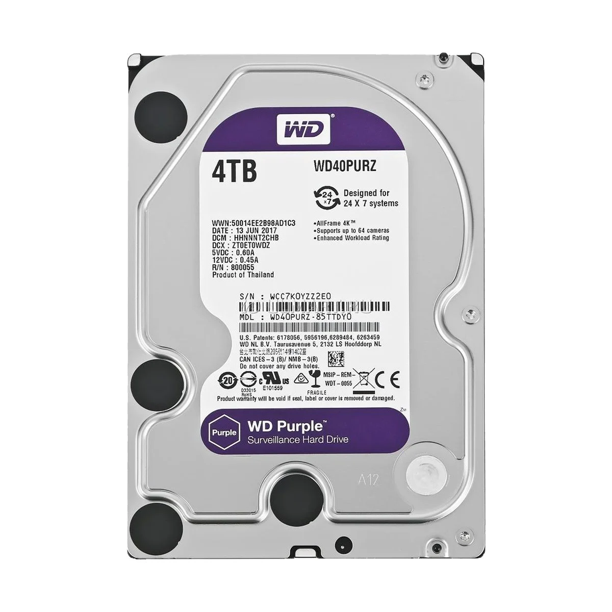 هارددیسک اینترنال وسترن دیجیتال مدل WD40EPURZ ظرفیت 4 ترابایت