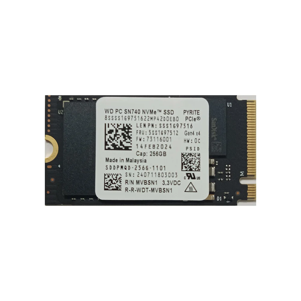هارد اس اس دی اینترنال وسترن دیجیتال مدل SN740 NVMe ظرفیت 256 گیگابایت پایه کوتاه (نو بدون جعبه)
