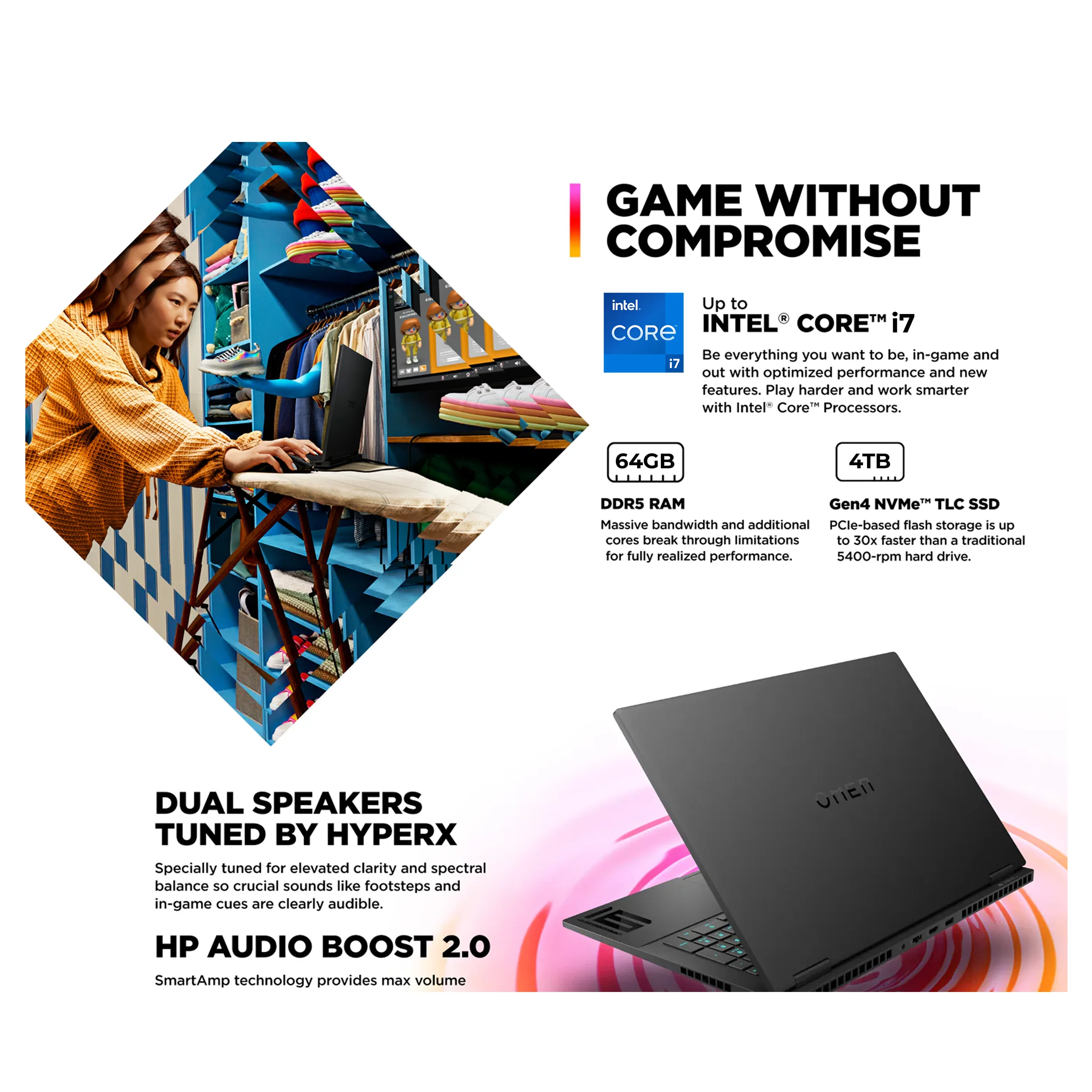 لپ تاپ 16.1 اینچی اچ پی مدل OMEN Gaming 16t WF100 i7 14700HX 16GB 1TB  RTX 4060 8GB
