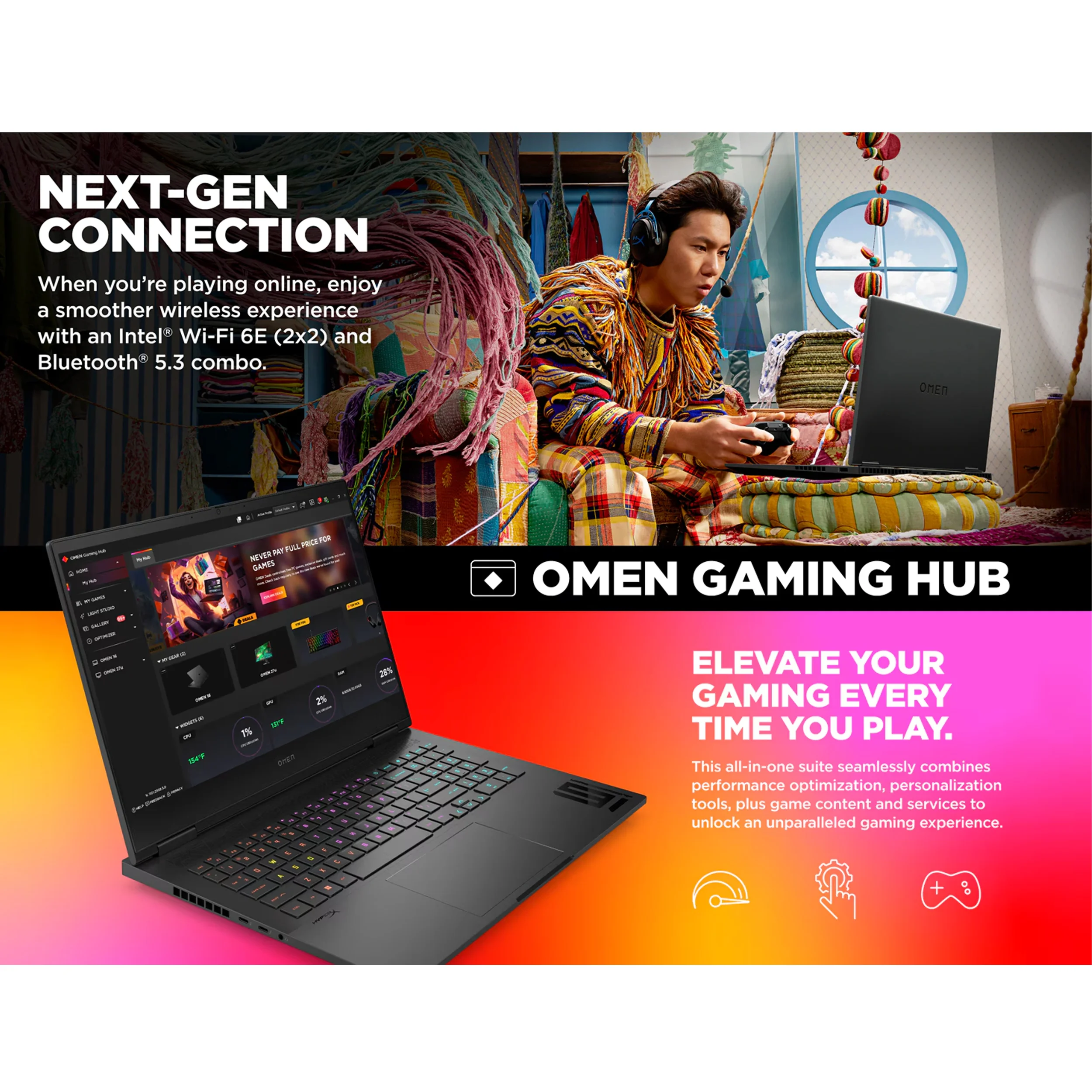 لپ تاپ 16.1 اینچی اچ پی مدل OMEN Gaming 16t WF100 i7 14700HX 64GB 2TB  RTX 4060 8GB