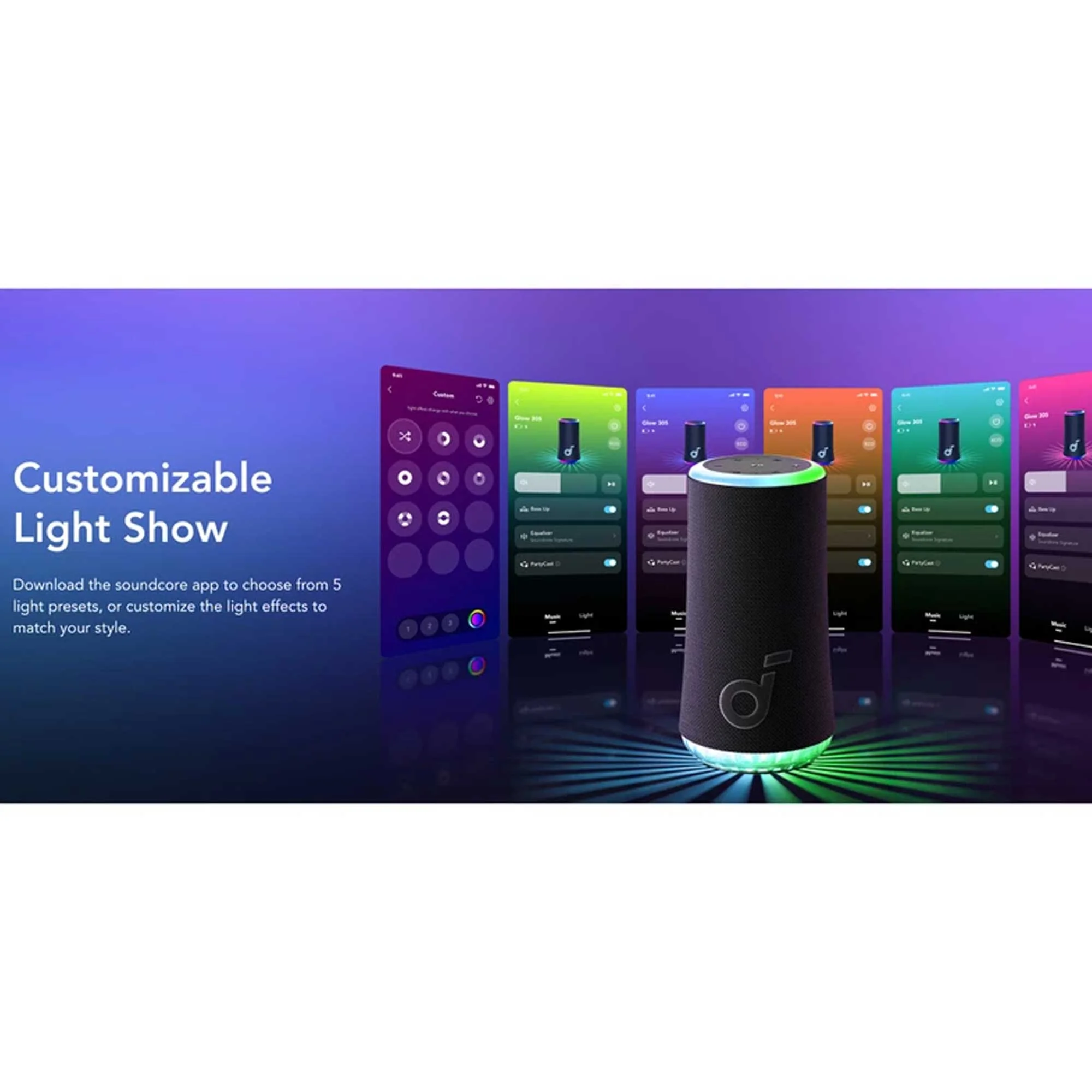 اسپیکر بلوتوثی قابل حمل انکر مدل Glow A3166011 RGB