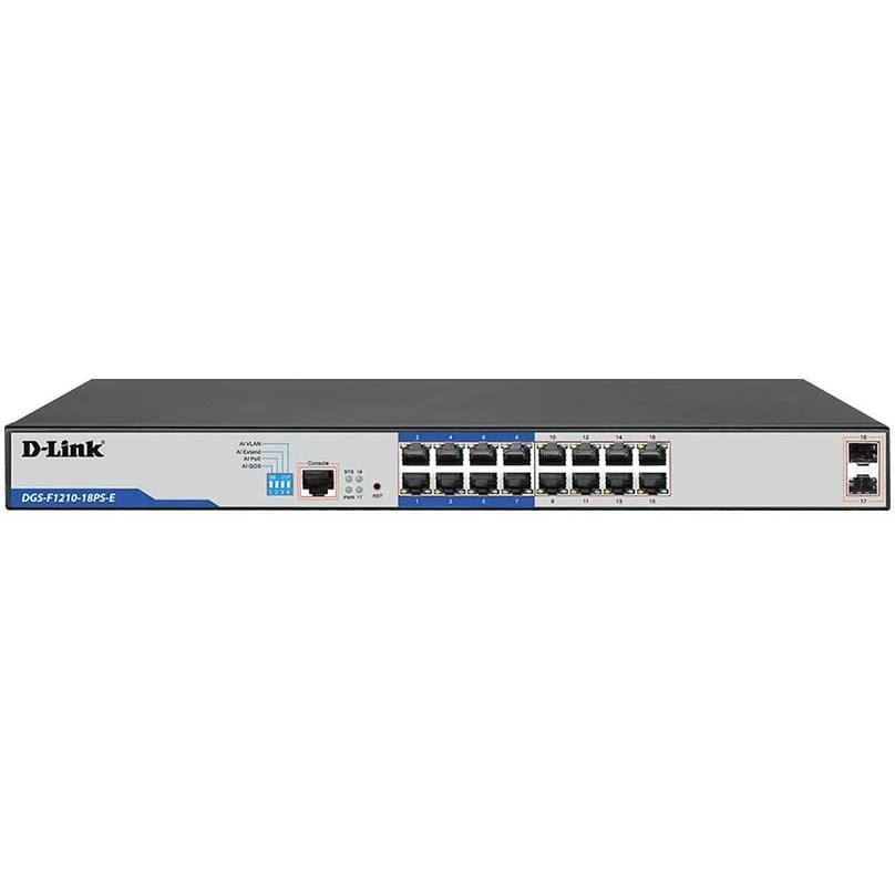 سوییچ 16 پورت گیگابیت و مدیریتی PoE دی لینک مدل DGS F1210 18PS E