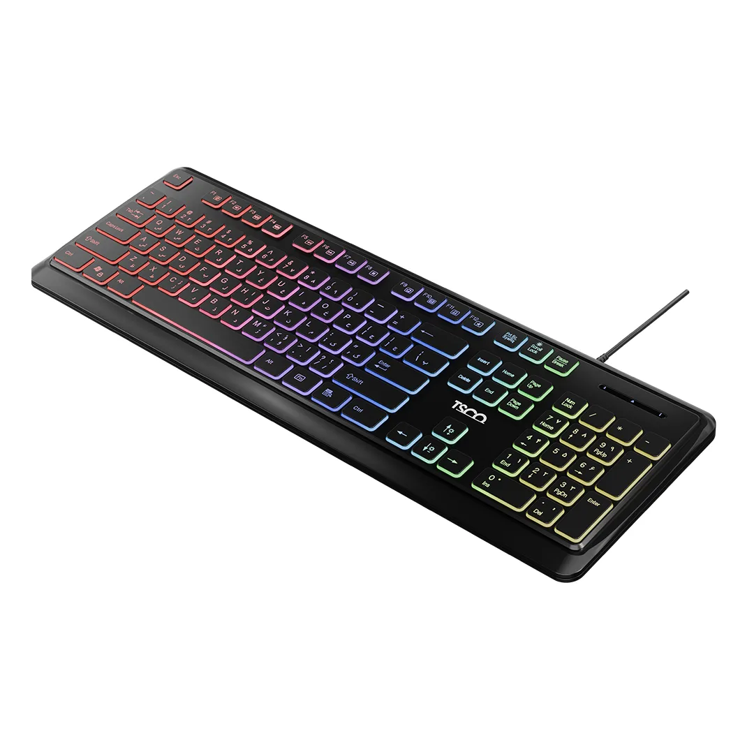 کیبورد تسکو مدل TK 8046،سوییچ ممبران، Full-size، نورپردازی RGB