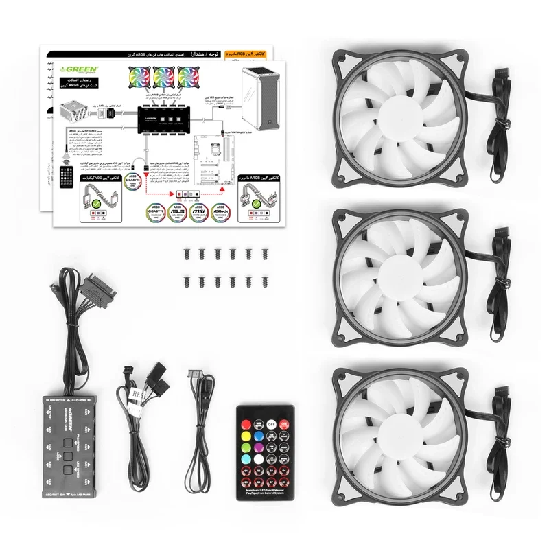 فن کیس گرین مدل HURACAN FAN GFK120M ARGB بسته 3 عددی