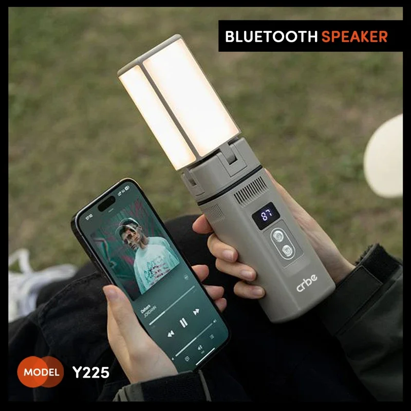 اسپیکر بلوتوثی قابل حمل کربی مدل Y225 POWERBANK & CAMPING LIGHT (محصول پایه)