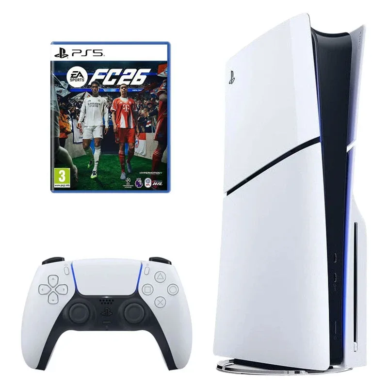 کنسول بازی سونی مدل PlayStation 5 Slim ریجن اروپا سری 2016A نسخه دیسکخور ظرفیت یک ترابایت به همراه بازی EA SPORTS FC 26