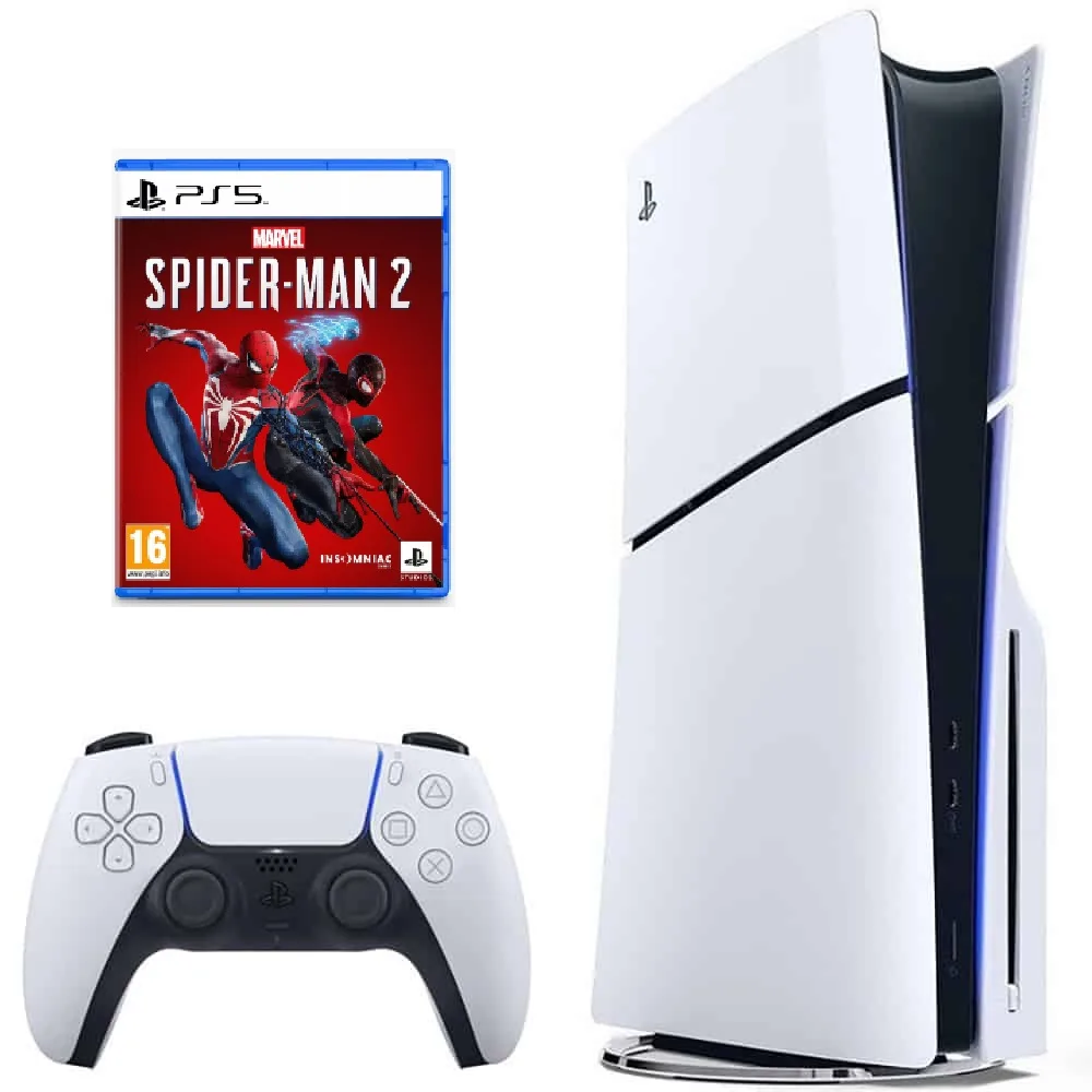 کنسول بازی سونی مدل PlayStation 5 Slim ریجن اروپا سری 2016A نسخه دیسک‌خور ظرفیت یک ترابایت به همراه بازی اسپایدر من 2