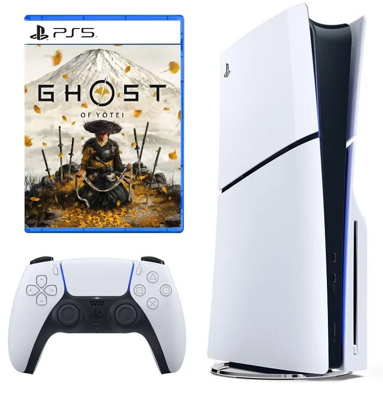 کنسول بازی سونی مدل PlayStation 5 Slim ریجن اروپا سری CFI-2116 نسخه دیسک‌خور ظرفیت یک ترابایت به همراه بازی ghost of yotei