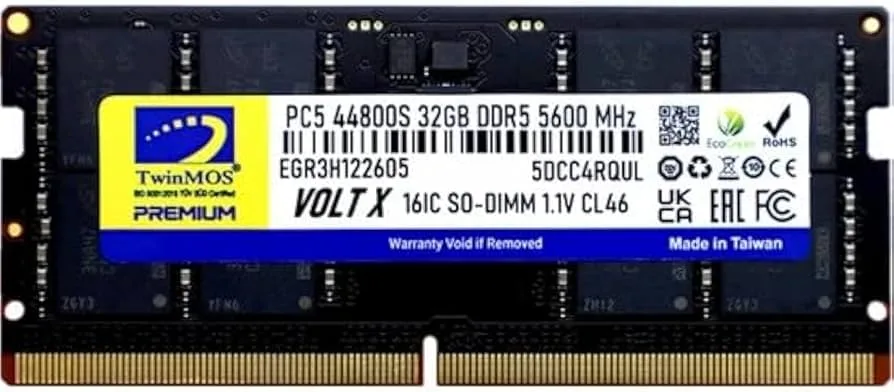 رم لپ تاپ DDR5 تک کاناله 5600 مگاهرتز CL46 تویین موس ظرفیت 16 گیگابایت